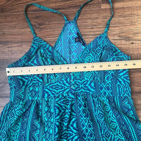 American Eagle Strappy Babydoll Top Geometric Blue Green Summer Festival‎ Small - Picture 3 of 7